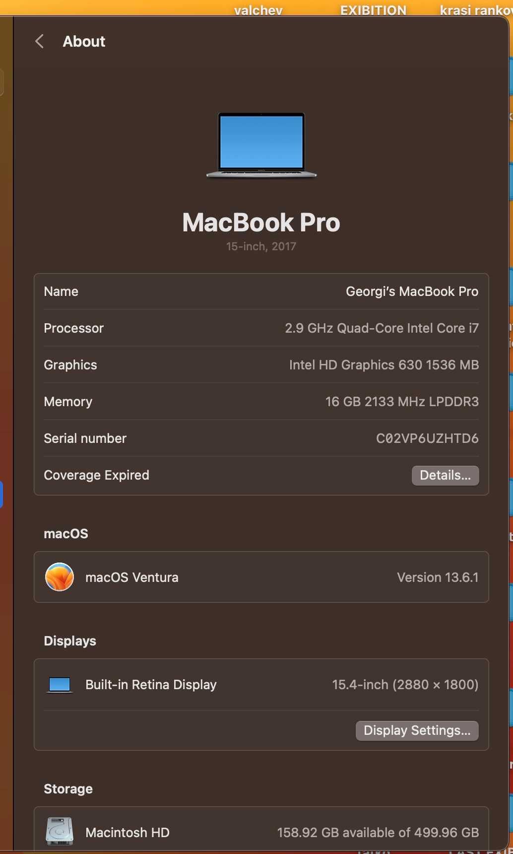 15" MacBook Pro 2017 2.9 i7 16GB RAM 512GB SSD