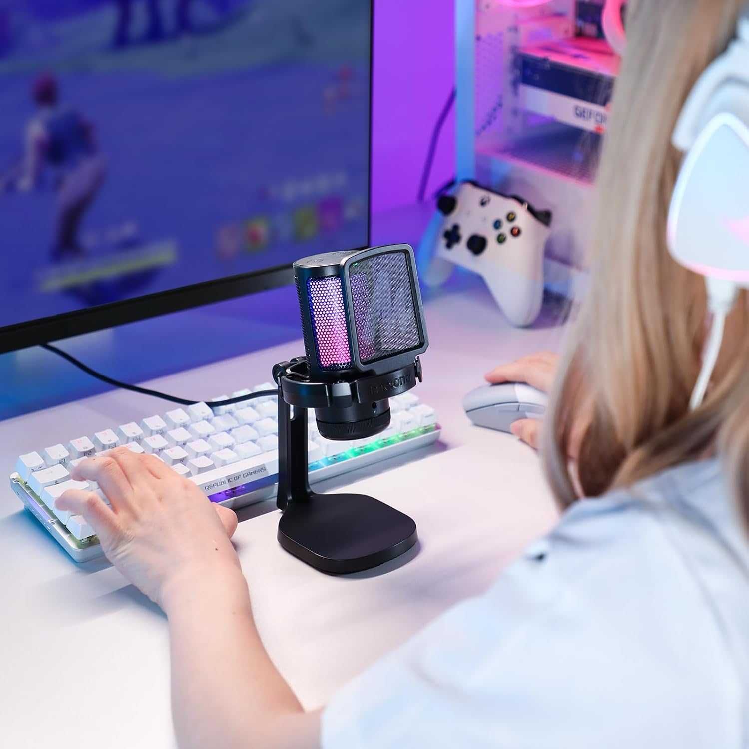 Геймърски микрофон PC Noise Cancelling Стрийинг Подкаст Студио