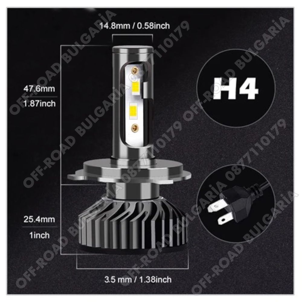 2 БРОЯ LED Диодни крушки H4 180W 12-24V