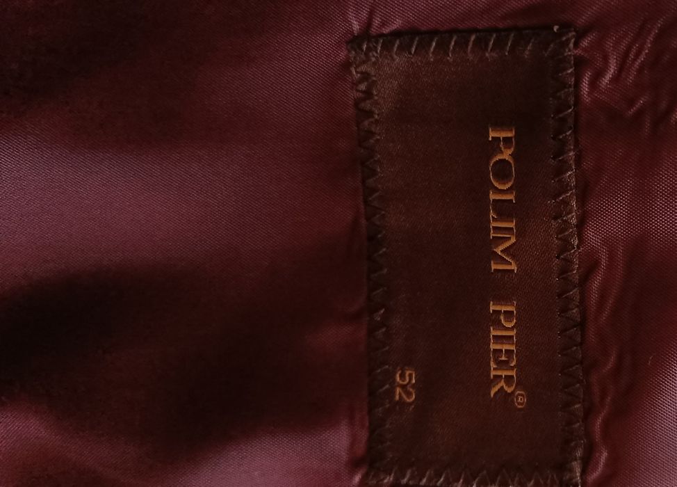 Costum bărbați Polim Pier maro – Sacou,Pantalon, Cravată și batistă