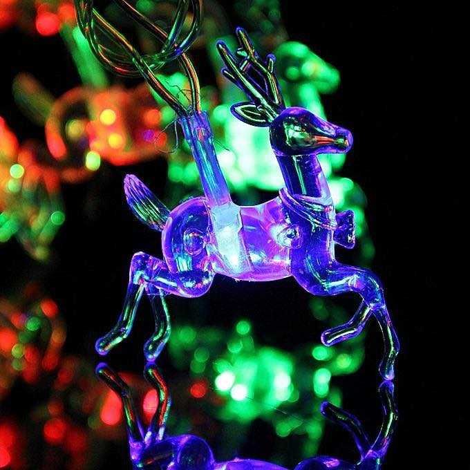 Коледни лампички еленчета 24бр. 5м дължина многоцветна светлина