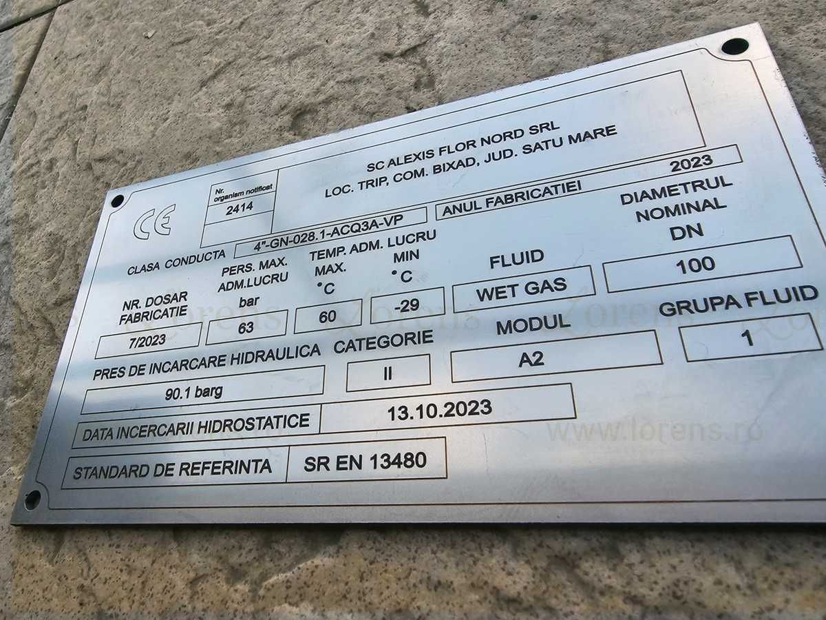 Placa timbru si plăcuțe de identificare echipamente- gravate pe metal