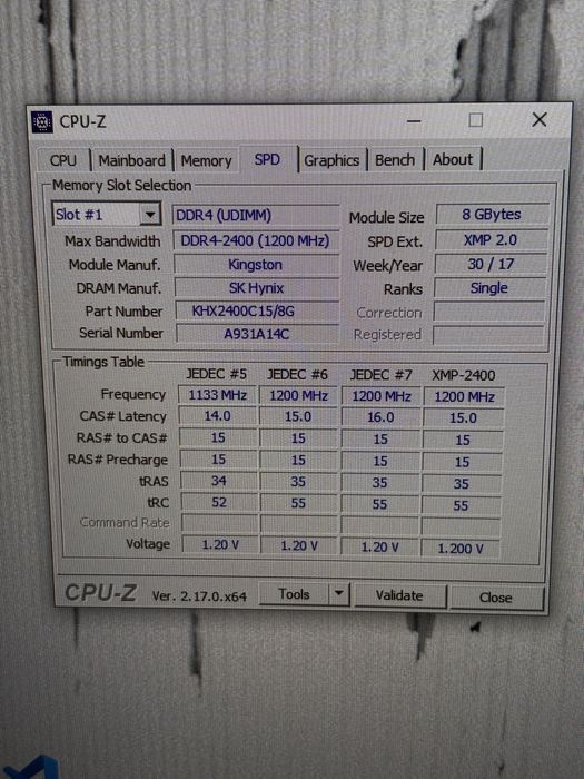 RAM DDR4 Hyperx Fury 8GB 2400mhz