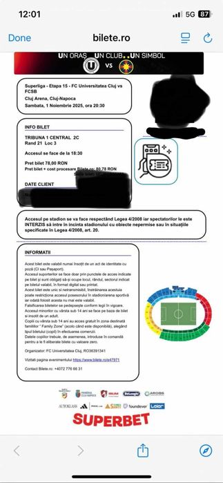 2 bilete U Cluj- FCSB