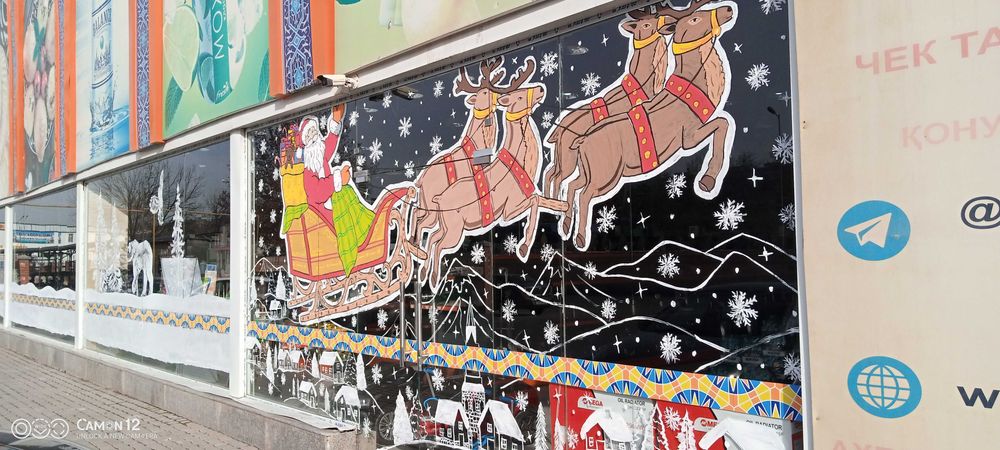 Yangi yil oynaga rasm chizamiz Rassom Рисовать Новый год окно Художник