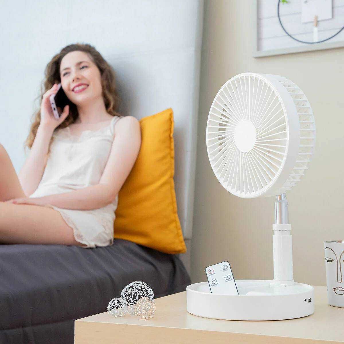 Ventilator cu picior extensibil reincarcabil USB-C 7200mAh telecomanda