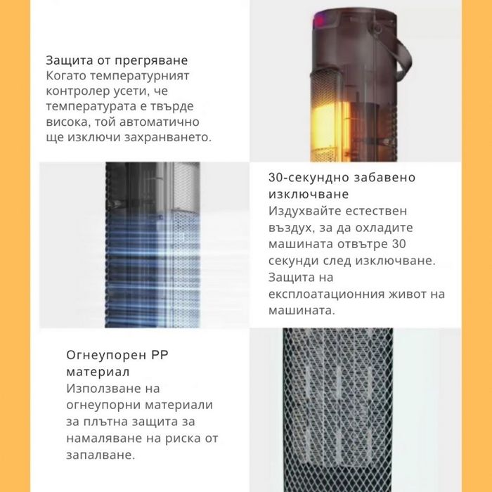 Вентилаторна печка 2-в-1 с керамичен нагревател, осцилация 60°, дистан