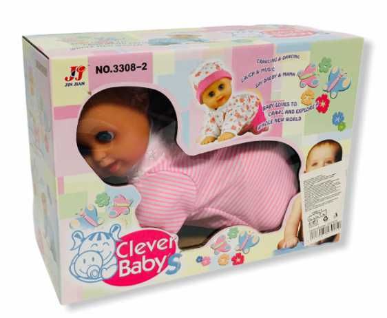 Кукла Бебе пълзящо с дрешки + Звук и ДВИЖЕНИЕ 2 цвята