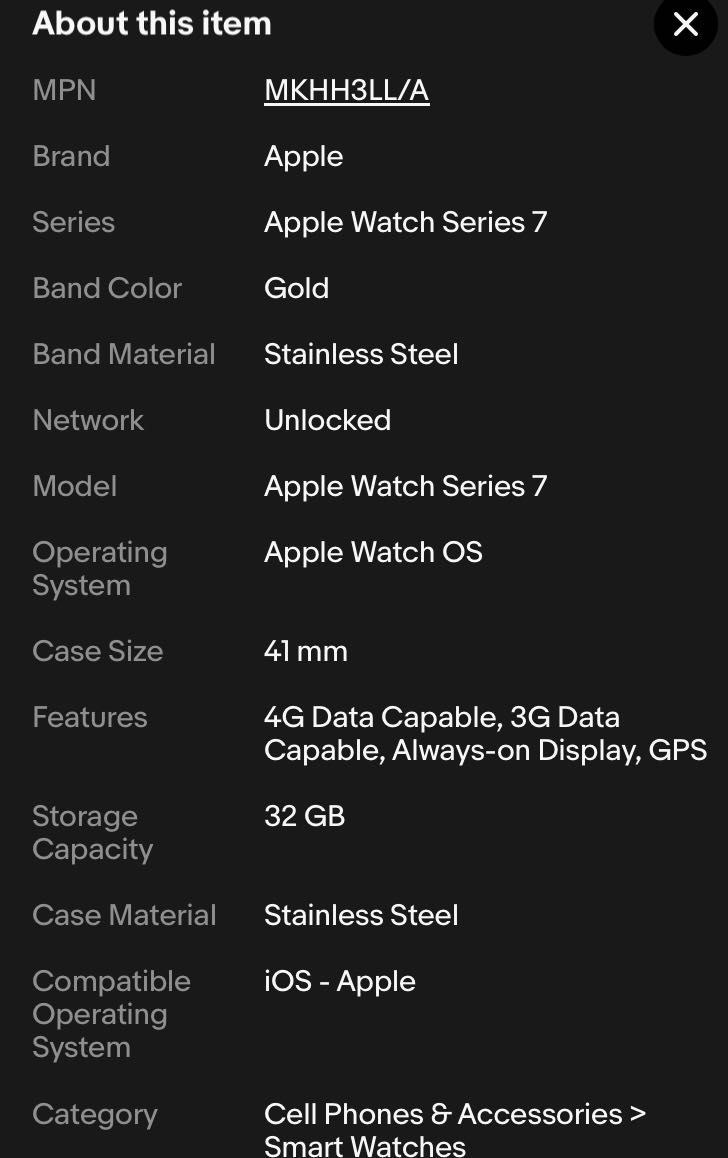 Apple Watch 7 Stainless Gold