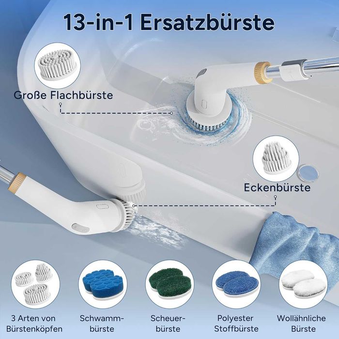 Perie Electrică NanoMin 13 în 1, Curățare Baie, Bucătărie, Gresie