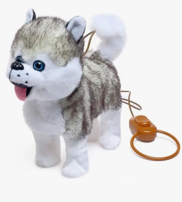 Интерактивная собака Хаски. На поводке. Ходит, лает, песенки поёт (нов