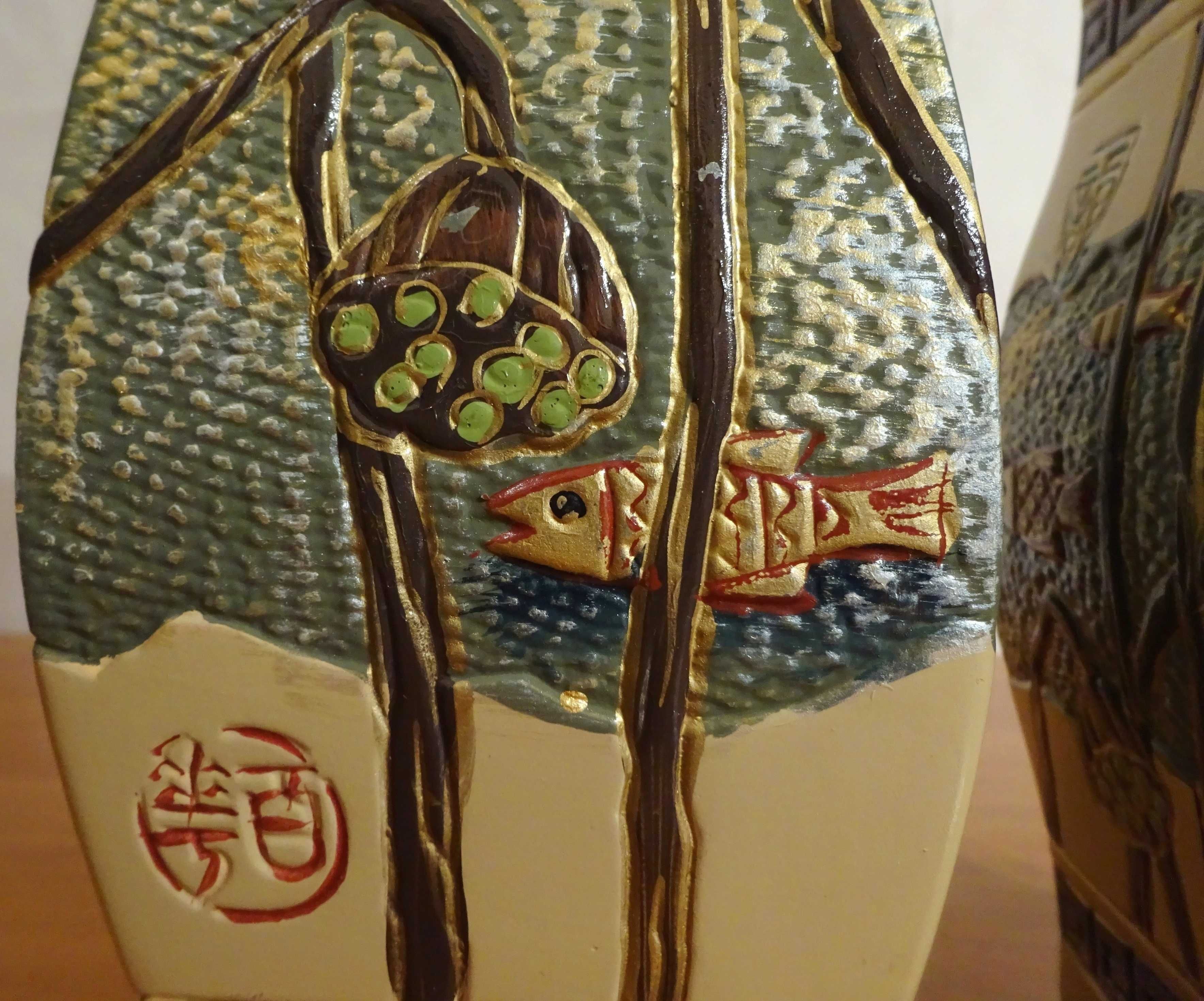 Vaze asiatice Feng shui pentru abundenta |Pesti si Lotus| vechi, Rare