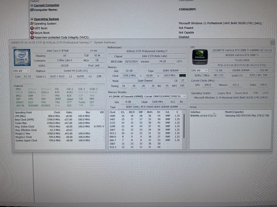 PC Gaming i7 8700K 3.70Ghz, Gigabyte GeForce 2080 Ti Gaming OC 11 Gb