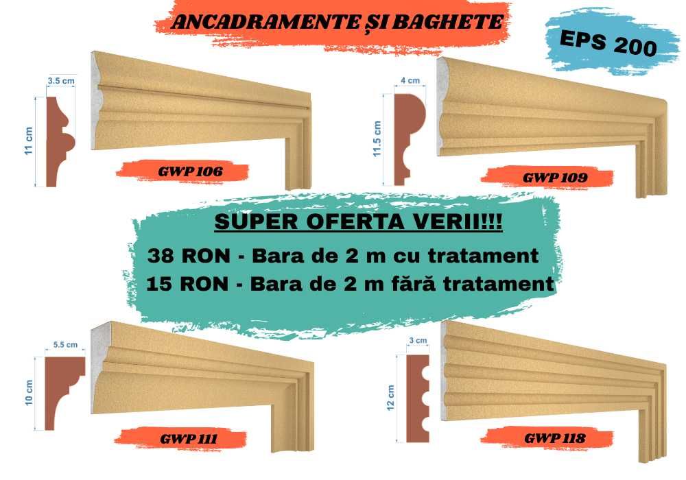 Baghete, cornișe, solbancuri EPS200 – Producător român, prețuri mici!