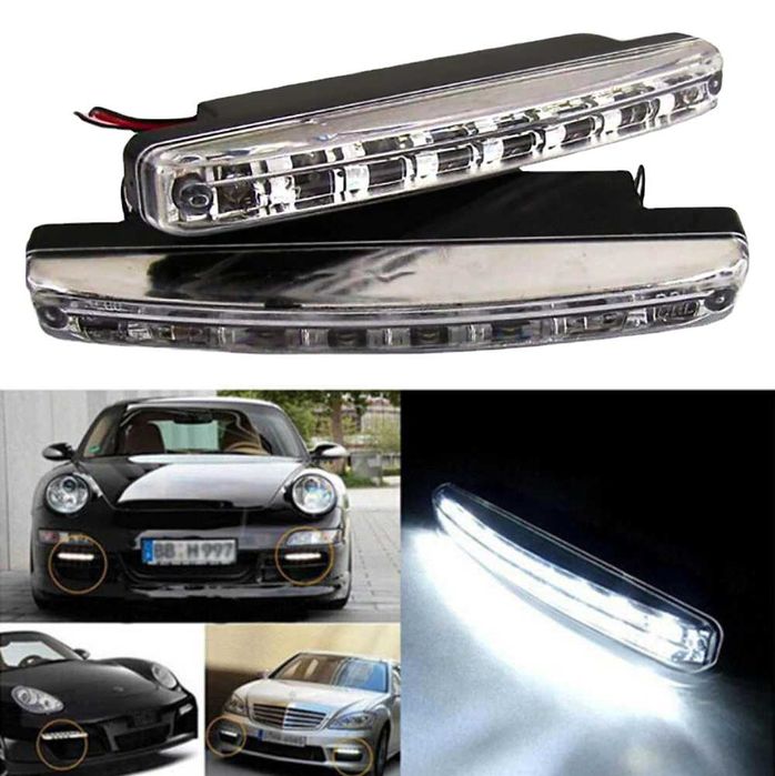 Лед Дневни Светлини12V 8LED- 2броя А-3199