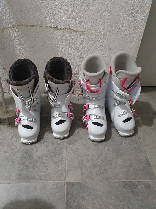 Детски ски, ски обувки и каска