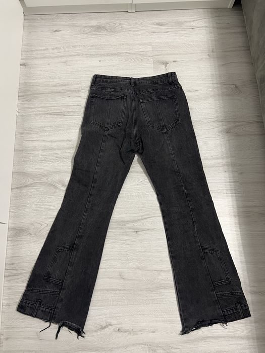 Blugi flared bootcut distressed custom made gri