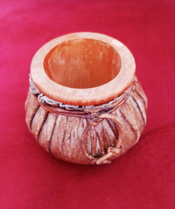 Винтидж ръчно изработена чаша шейкър за зарове от кожа и дърво