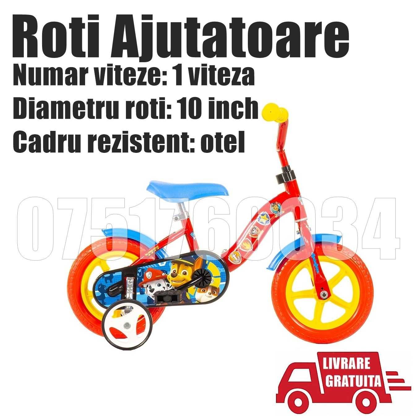 Bicicleta Copii Baiat Baieti Roti Ajutatoare Catei+Livrare GRATUITA !