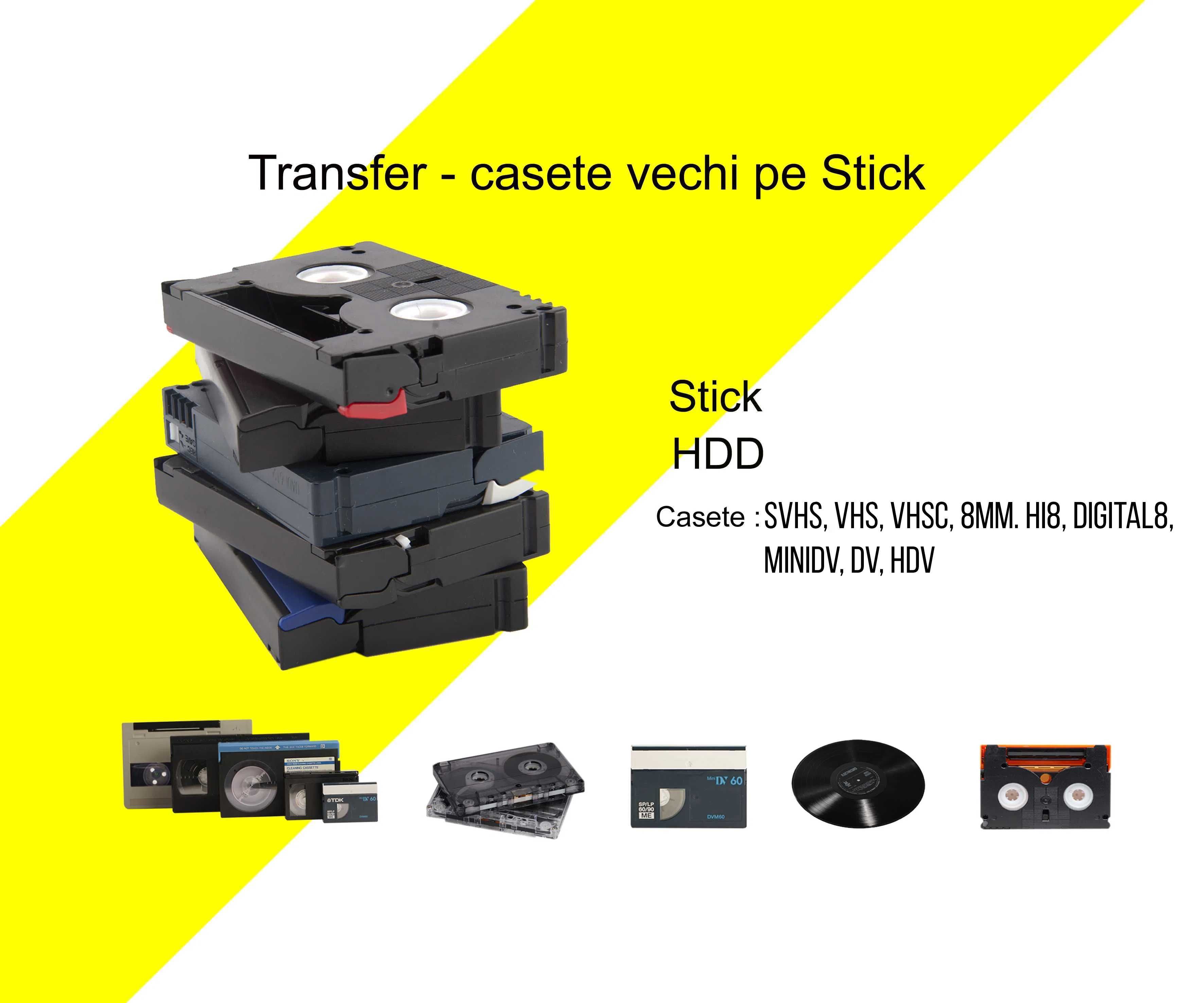 Transfer / conversie SVHS, VHS, VHS-C, 8mm, HI8, Digital8, minidv, HDV