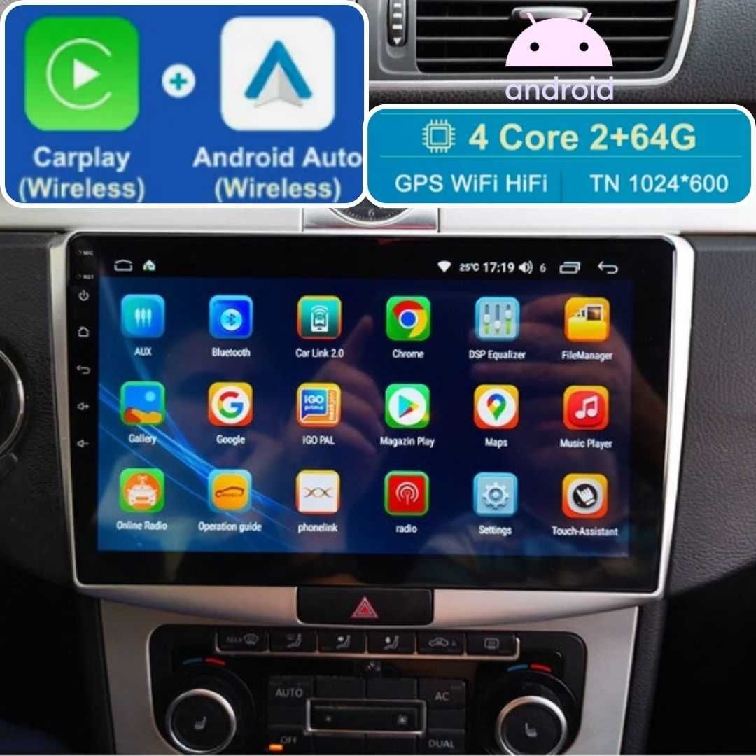 Navigatie Auto 2 GB Android 13 Volkswagen Passat B6 B7 CC Carplay WIFI