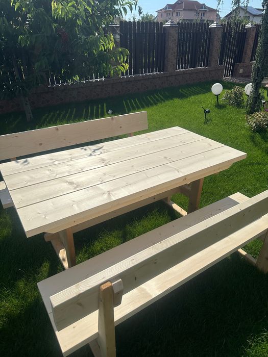 Set din lemn pentru grădină/ terasă/ foișor/ umbrar