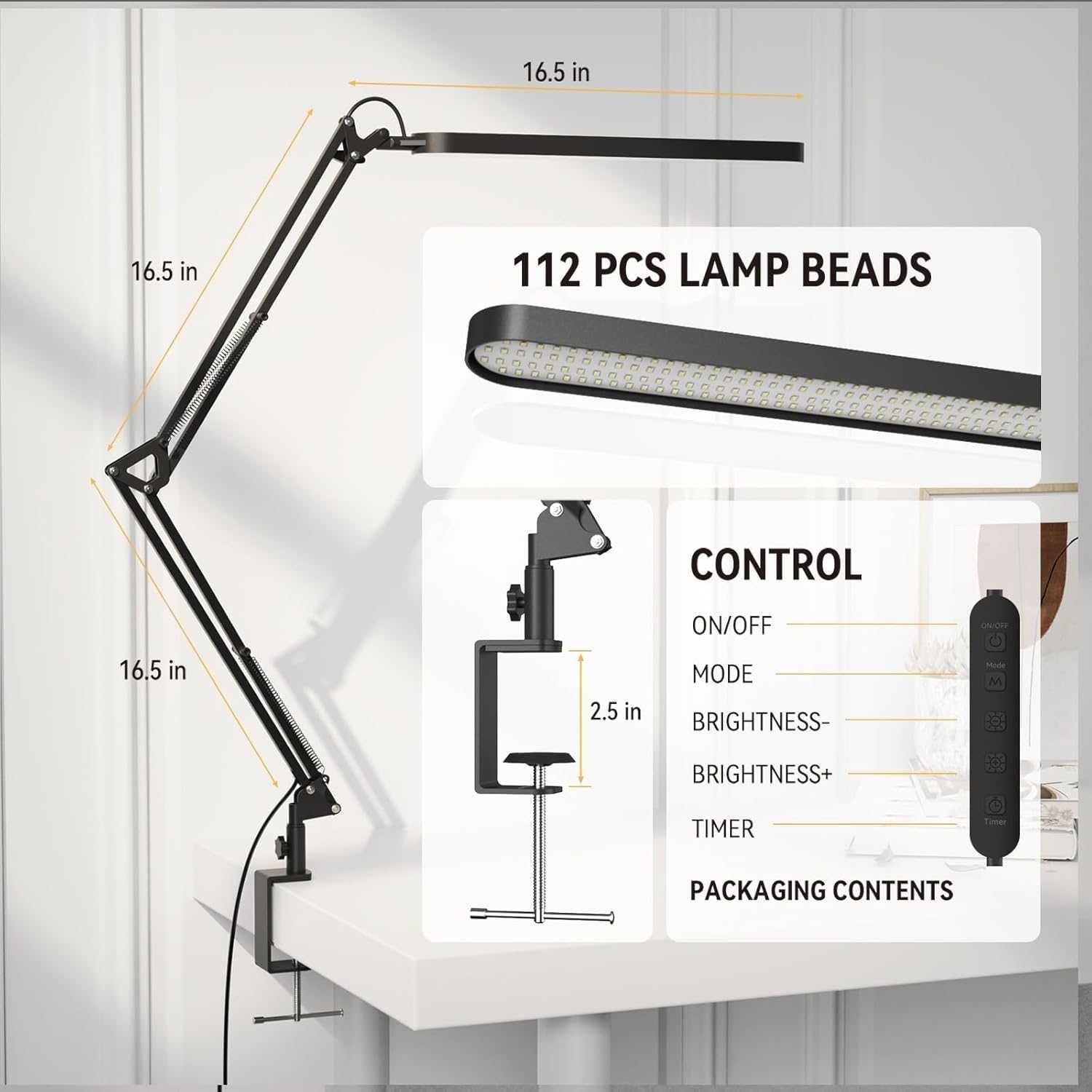 LED настолна лампа, 12W, 5 цвята, таймер и памет