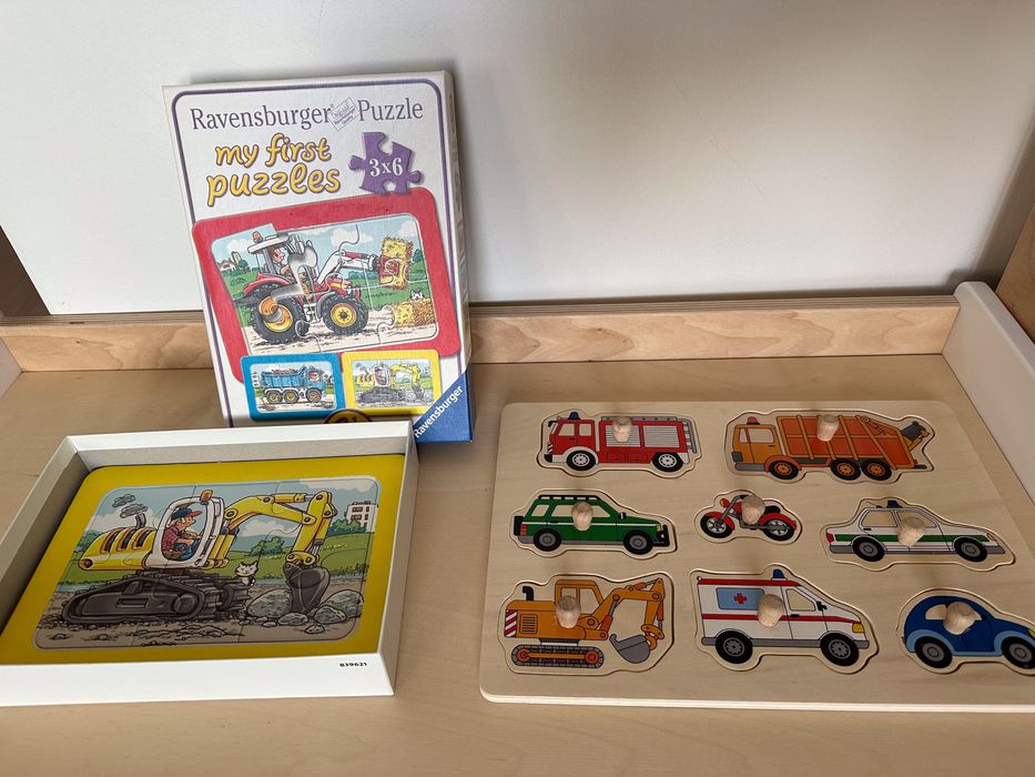 Лот пъзели с превозни средства. 2-3,5г. - багер, камион,..