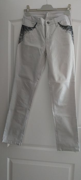 Pantaloni drepți cu paiete gri M