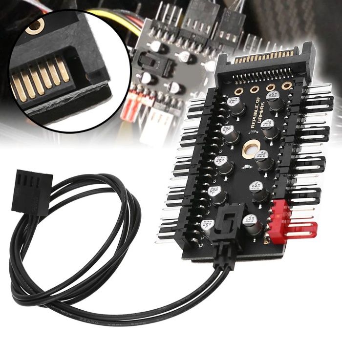 HUB splitter 1x4 pini PWM 12V la 10x4 pini PWM
