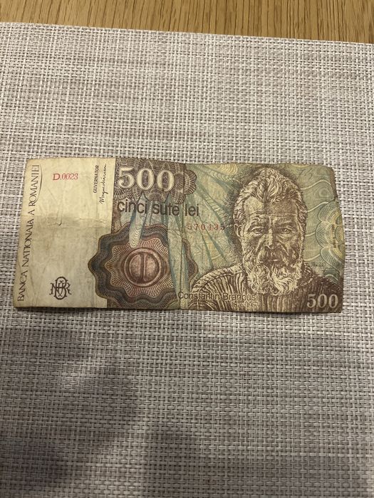 Bancnota Cinci sute lei Brancusi Constantin aprilie 1991