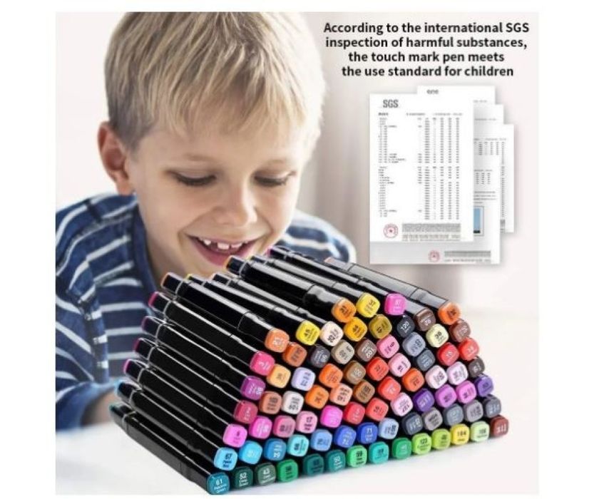 Комплект от маркери с алкохолна основа с две страни и калъф за съхране