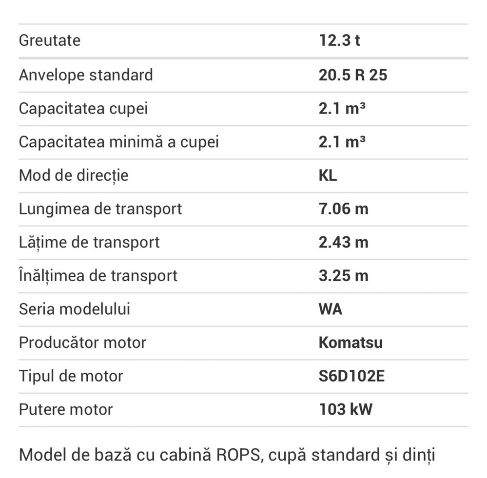 Incarcator frontal Vola Komatsu WA270