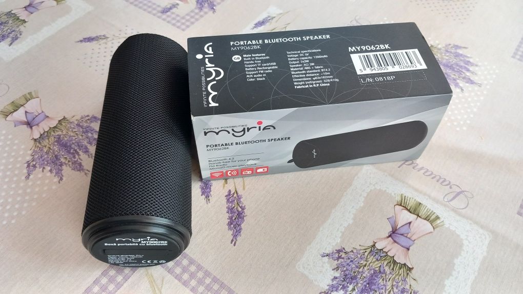 Boxa portabila Myria MY9062 cu bluetooth, card si radio