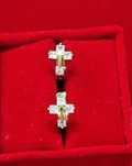 GP36,cercei placati aur 14k, model cruce, incuietoare sigura,zirconii