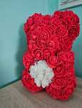 Ursulet din trandafiri de spuma, urs floral rosu, 25cm