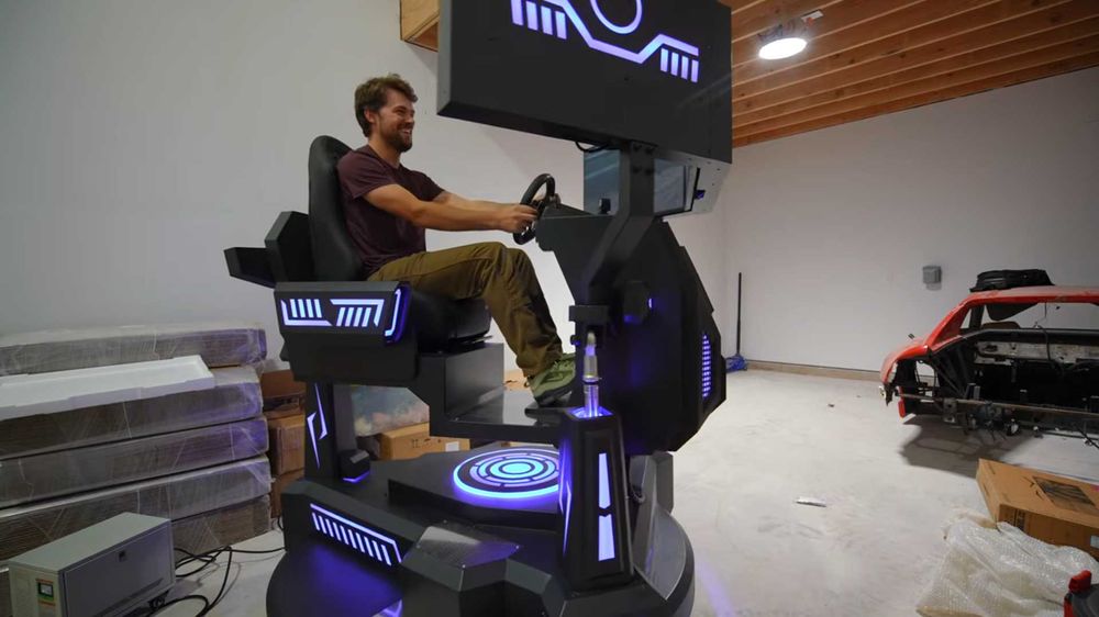 Вътрешен 3-екранен 6-DOF 9D състезателен автомобилен симулатор