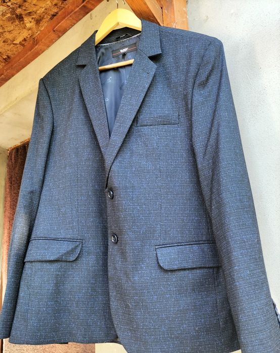 Sacou bărbați elegant, Daspi Collections nr.52, negru cu albastru