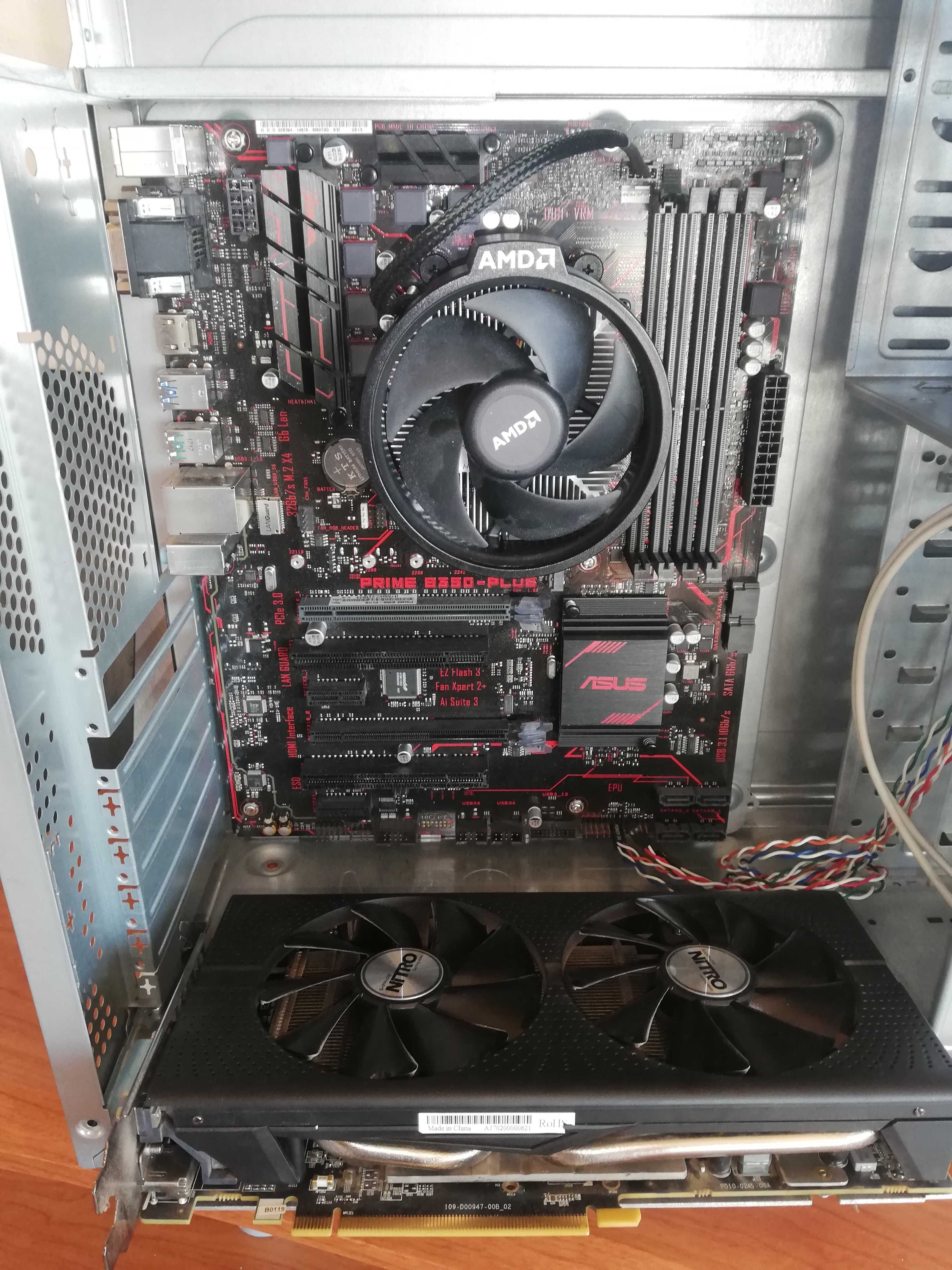 Компютър Asus Prime B350-plus с AMD Ryzen 5 1600 Sapphire Nitro+ 8GB