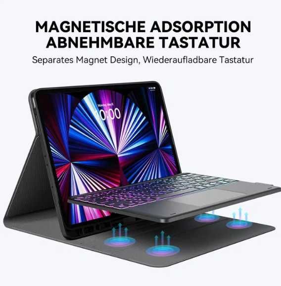 Tastatura IPAD F91 PRO 3 4 5 "12,9 Husa cu tastatura Negru si Alb
