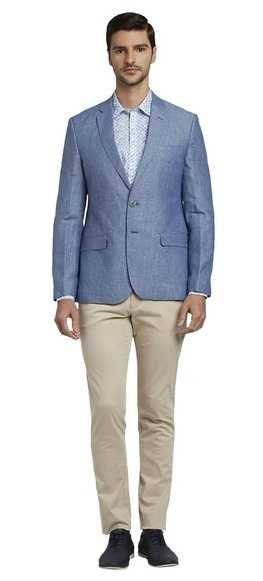 Sacou blazer slim 52 XL premium Atelier Torino 100 % linen open bleu