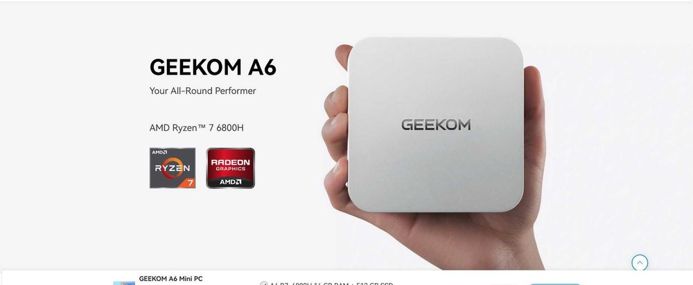 Calculator Geekom A6 procesor Rizen7  32 Gb RAM   1 TB stocare