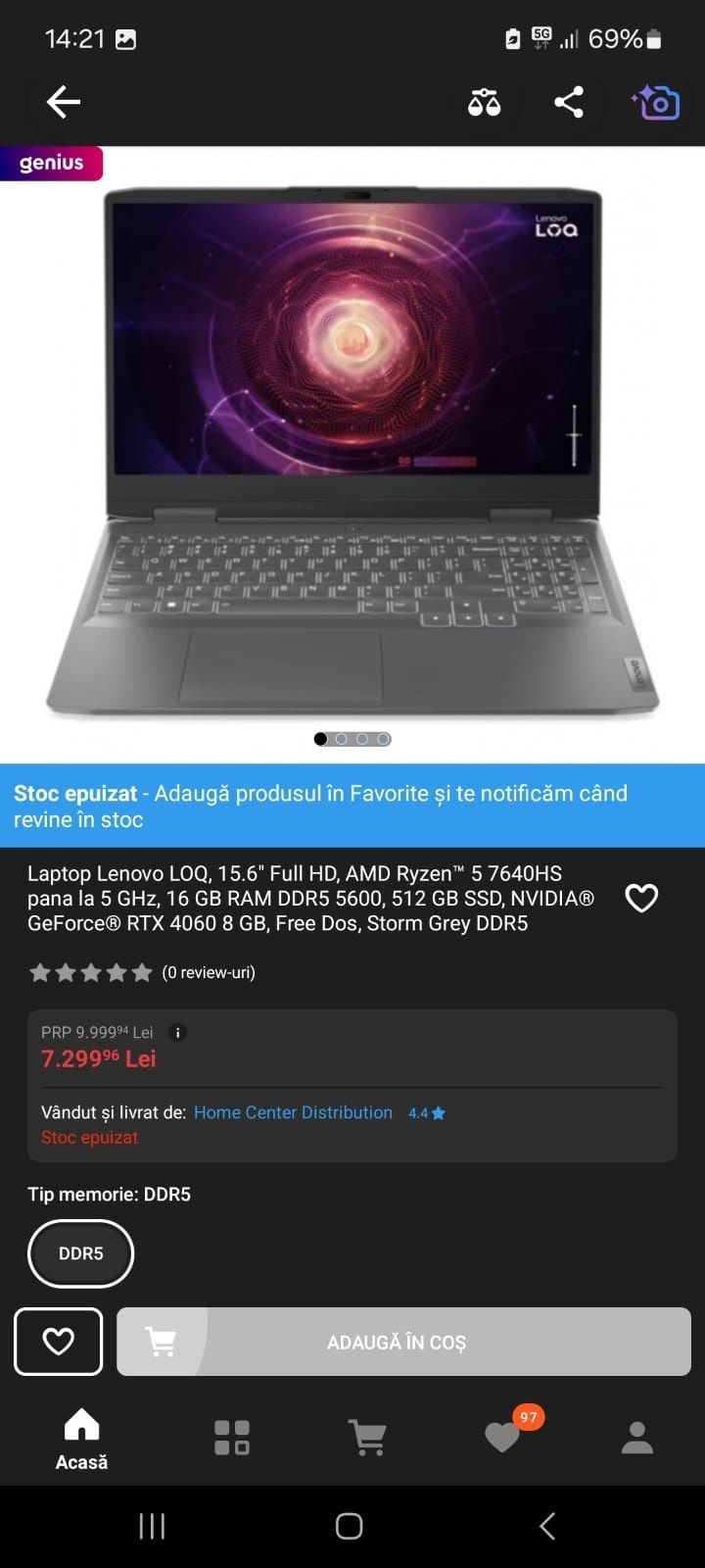 Vând laptop Ultragaming Lenovo  RTX 4060 8GB