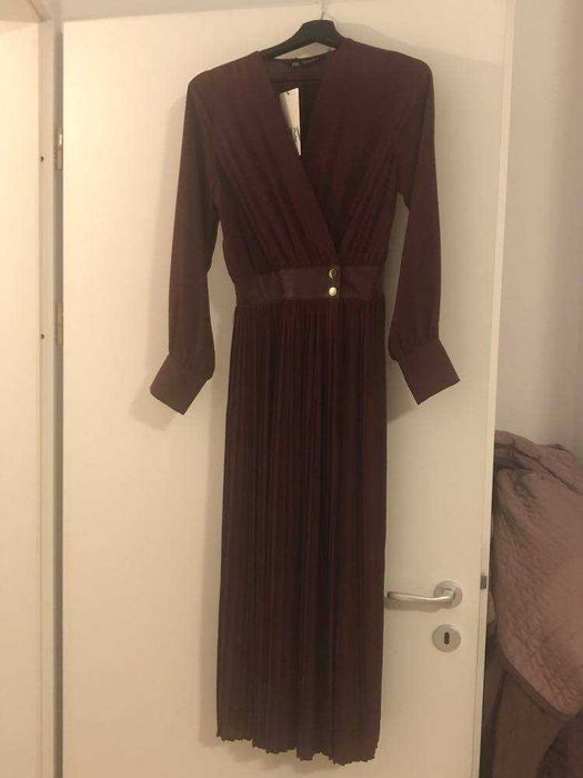 Rochie Zara XS plisata grena - 80 Ron