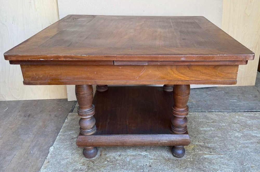 Masa Vintage din Lemn Masiv cu influente ArtDeco; Masa Extensibila