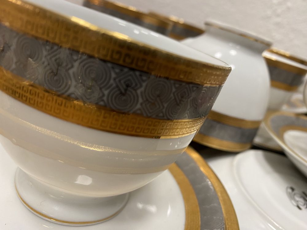Японски чаши за кафе от порцелан със златен Кант