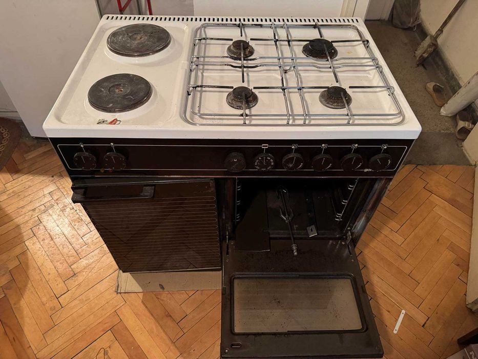 печка с 4 газови котлона и ел. печка с грил за пиле