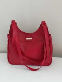 Нова дамска чанта, червен цвят с дълги дръжки