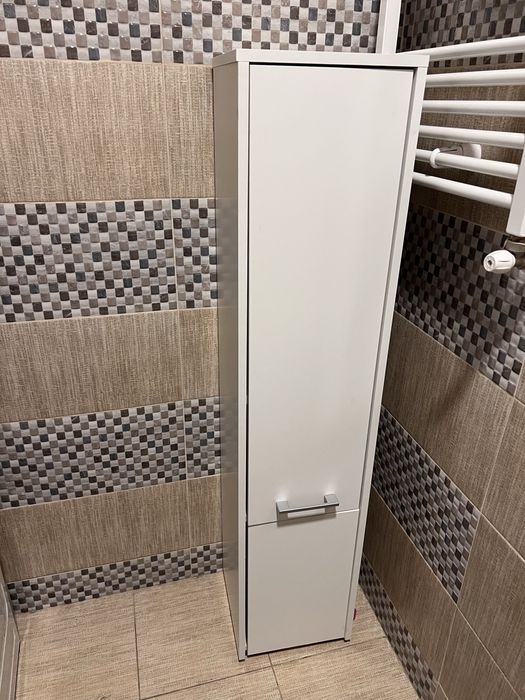 Dulap mic de baie alb mat – 30x30x140 cm, suspendat sau de podea