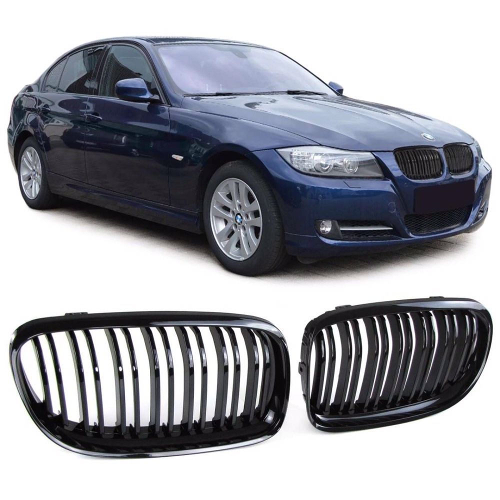 Grile nari duble Bmw M negru lucio seria 3 e90 lci facelyft